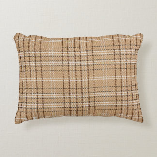 Beige Tartan: Classic Plaid Weave. Accent Pillow