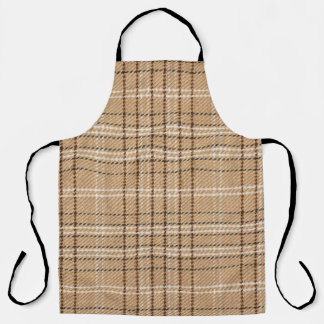 Beige Tartan: Classic Plaid Weave. Apron
