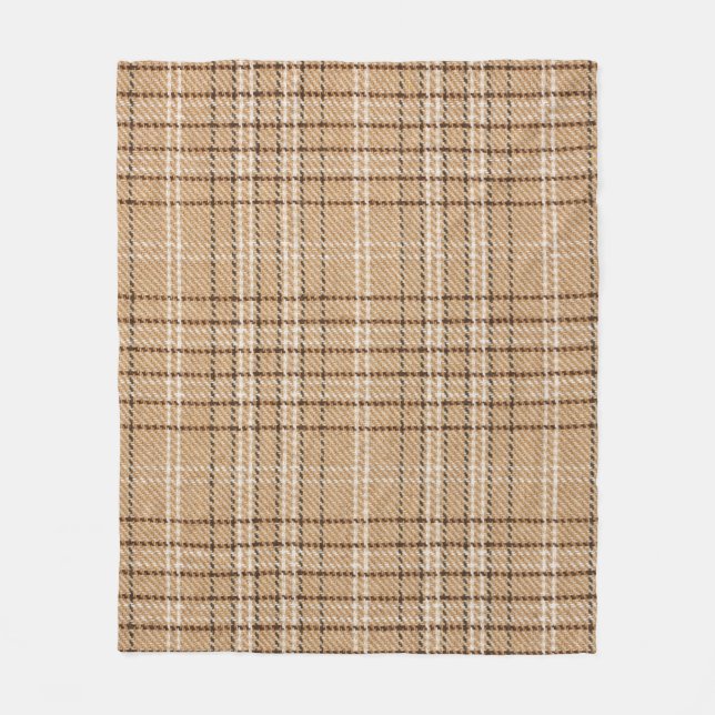 Beige Tartan: Classic Plaid Weave. Fleece Blanket (Front)