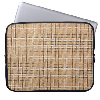 Beige Tartan: Classic Plaid Weave. Laptop Sleeve
