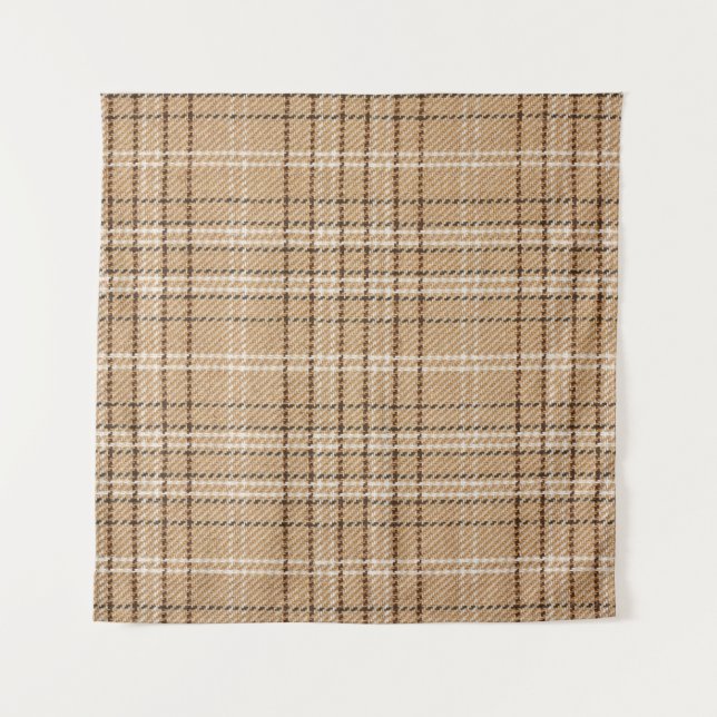 Beige Tartan: Classic Plaid Weave. Tapestry (Front)