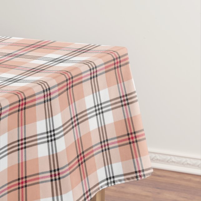 Beige Tartan Plaid Pattern Tablecloth (In Situ)