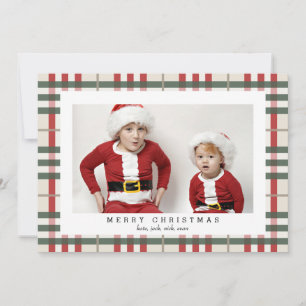 Beige Tartan Plaid Photo Card for Christmas