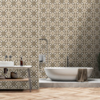 Beige Taupe Brown Black White Bohemian Tribe Art