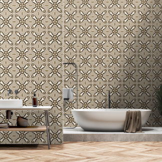 Beige Taupe Brown Black White Bohemian Tribe Art Wallpaper