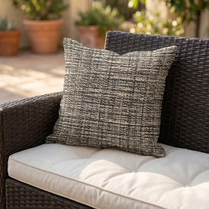 Beige Taupe Ivory Grey Boucle Woven Pattern Outdoor Pillow