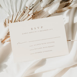 Beige & Taupe Modern Minimalist Wedding RSVP Card 