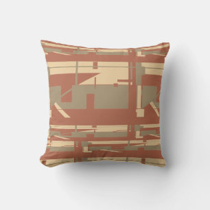 Beige Taupe Southwest Look Motif on Light Rust Throw Pillow