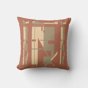 Beige Taupe Southwest Tribal Motif on Light Rust Throw Pillow