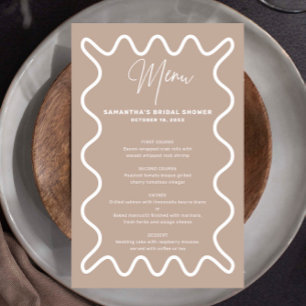 Beige Taupe Wavy Border menu card with name