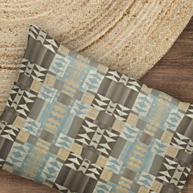 Beige Teal Blue Green Taupe Brown Tribal Pattern Pillowcase (Creator Uploaded)