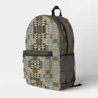 Beige Teal Blue Green Taupe Brown Tribal Pattern