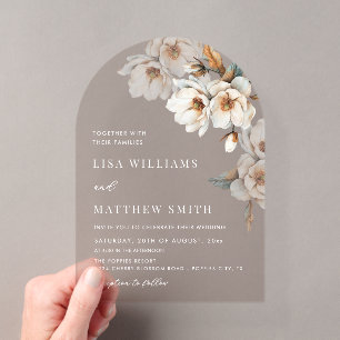 Beige Terracotta Flowers Wedding Acrylic Invitations