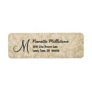 Beige Textured Monogram M Address Label