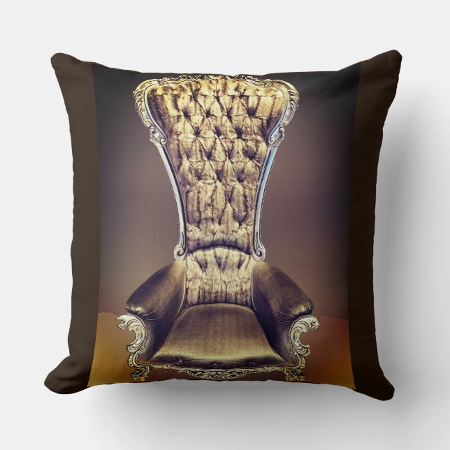 Beige Throne Throw Pillow (Front)