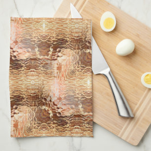 Beige to brown, hammered bent glass repeated kitchen towel