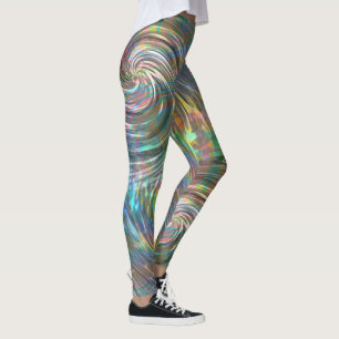 Beige to lilac blue pearly or metallic swirl  leggings