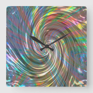 Beige to lilac blue pearly or metallic swirl  square wall clock