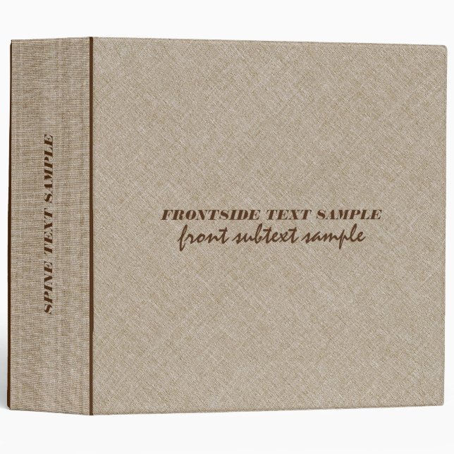 Beige Tones Linen Burlap Fabric Look 2 Binder (Front/Spine)