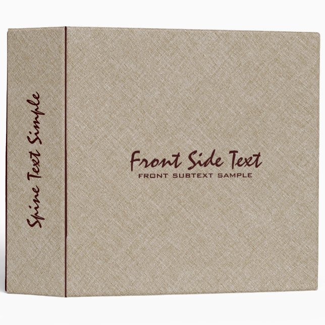 Beige Tones Linen Burlap Fabric Look 4 Binder (Front/Spine)