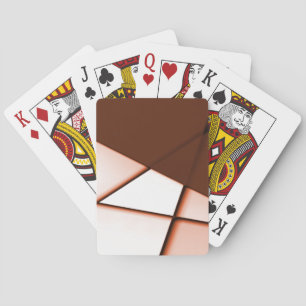 Beige trapeze rectangle under dark brown sheet playing cards