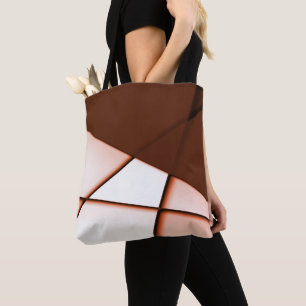 Beige trapeze rectangle under dark brown sheet tote bag