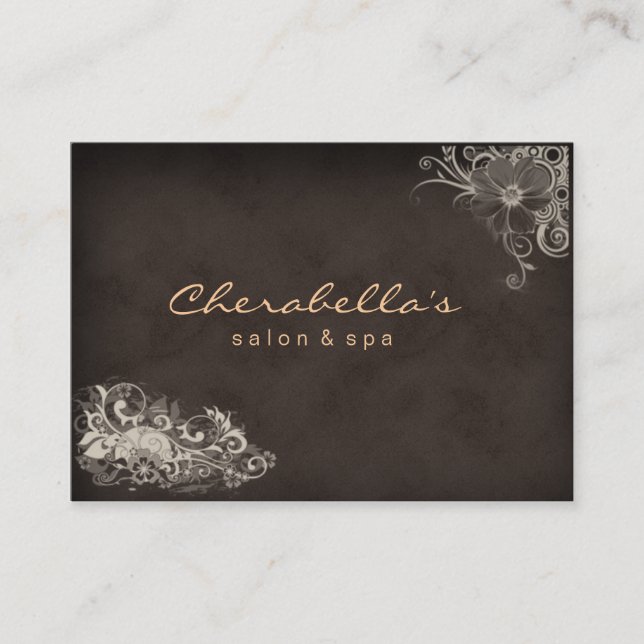 Beige Trendy Salon Spa Floral Appointment Card (Front)