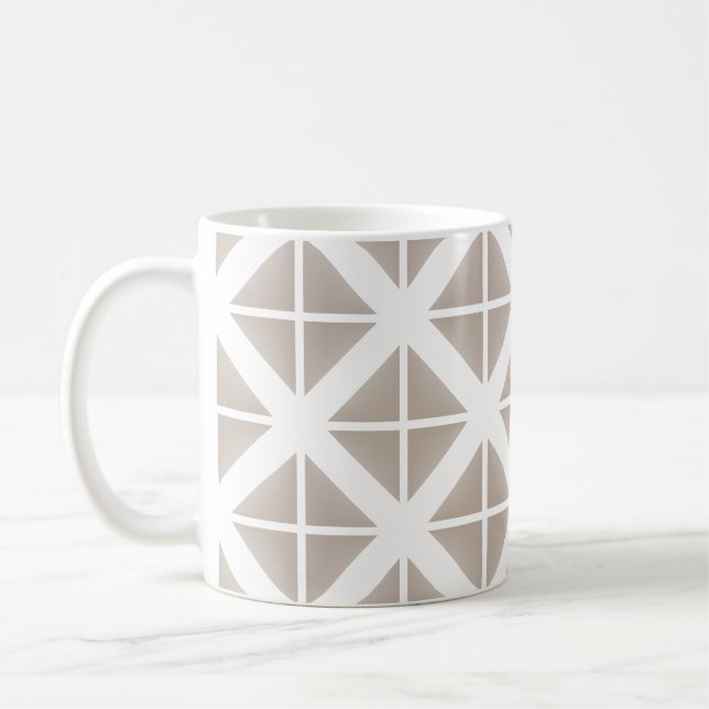 Beige Trendy Triangle Pattern Coffee Mug (Left)