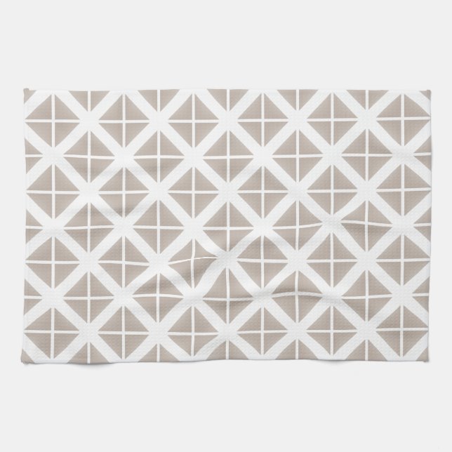 Beige Trendy Triangle Pattern Kitchen Towel (Horizontal)