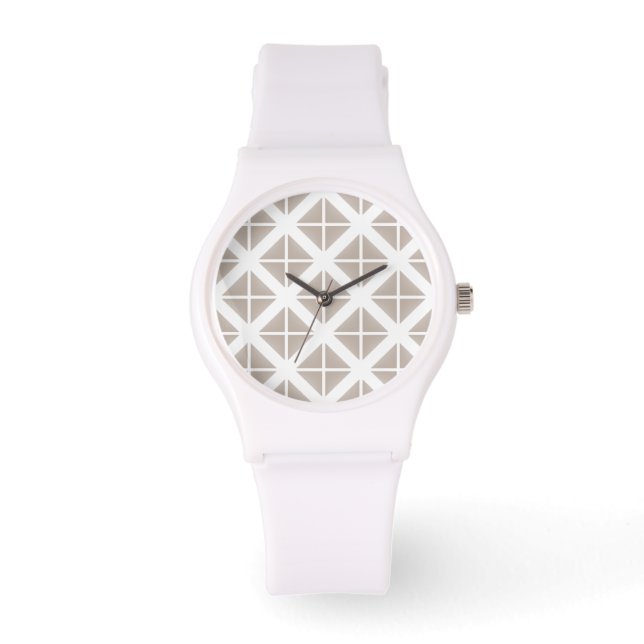 Beige Trendy Triangle Pattern Watch (Front)