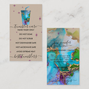 Beige Tumbler care logo with texture Business Card