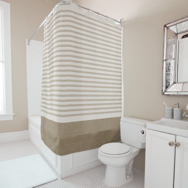 Beige Turkish Stripes | Farmhouse Bathroom Decor (In Situ)