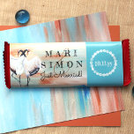 Beige Turquoise Cranes Wedding Candy Bar Wrapper<br><div class="desc">Sienna Beige, turquoise wedding multi-purpose label is versatile for candy bars, pastries, and lots of other party favours. Special desserts or take home gifts are beautiful with bride and groom's names and special wording. Beige and cyan budget paper is a great alternative for branded couple's chocolate bars and other gifts...</div>