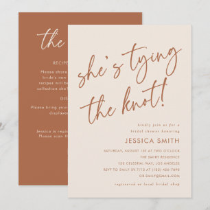 Beige Tying the Knot QR Code Bridal Shower Invitation
