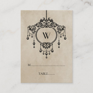 Beige Vintage Chandelier Place Card