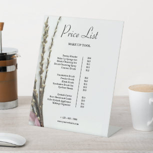 Beige Vintage Floral Makeup Price List  Pedestal Sign