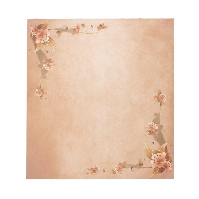 Beige Vintage Lilies Notepad (Front)