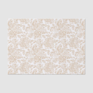 Beige Vintage Rose Flower Pattern Tissue Paper