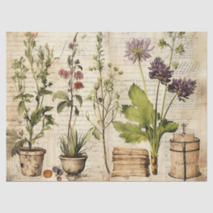 Beige Vintage Watercolor Natural Wildflower Tissue Paper