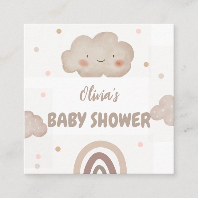Beige Watercolor Baby Shower Enclosure Card (Front)
