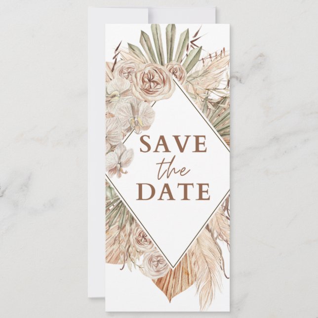 Beige Watercolor Boho Save Date Wedding Invitation (Devant)