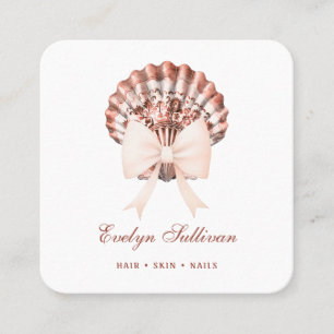Beige watercolor bow seashell logo business card