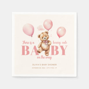 Beige We Can Bearly Wait Minimalist Baby Shower Napkin