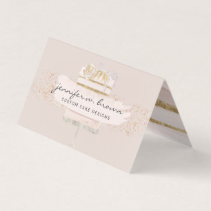 Beige Wedding Cake Baker Business Card