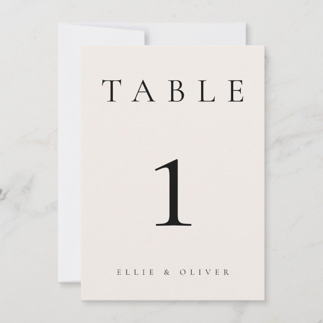 Beige Wedding/Event Table Number (Front)