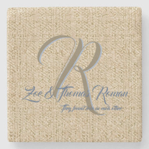Beige wedding favour personalized coasters