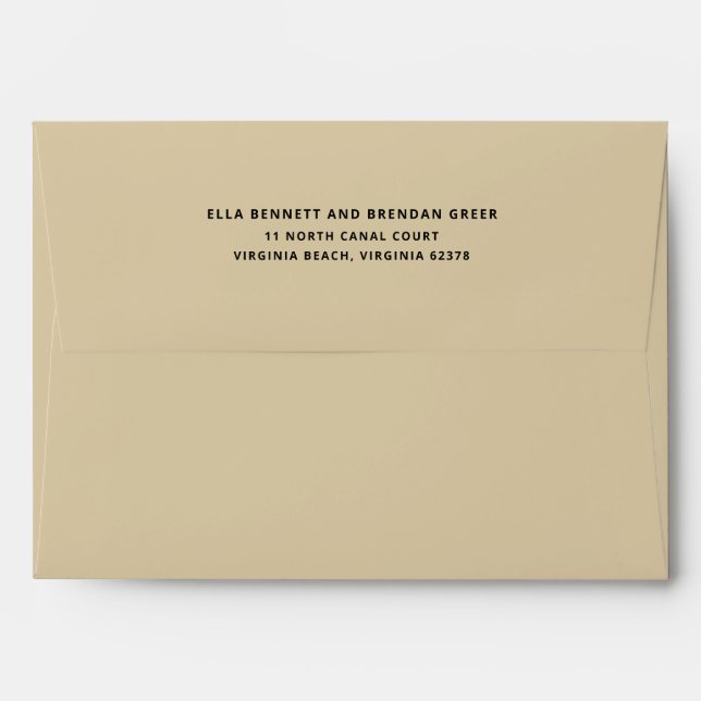 Beige Wedding Invitation Return Address Envelope (Back (Top Flap))