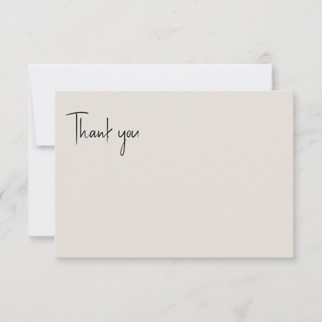Beige Wedding Message Thank You Card (Front)