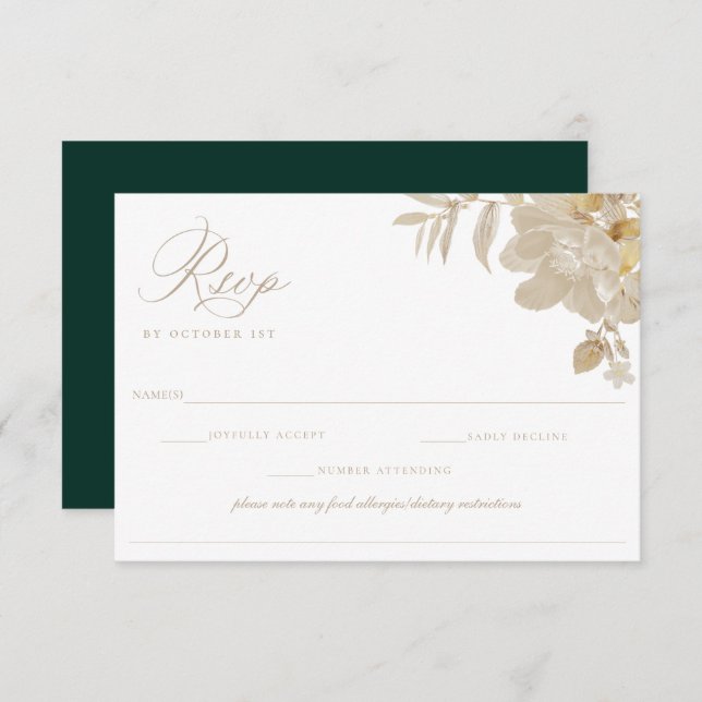 Beige Wedding RSVP Food Allergy Diet Restriction (Front/Back)
