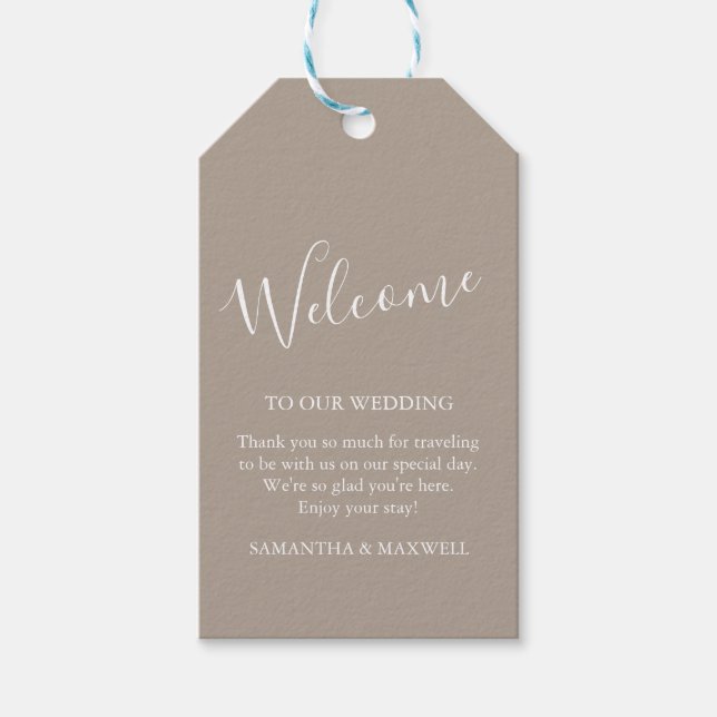 Beige Welcome Guest Gift Tags (Front)